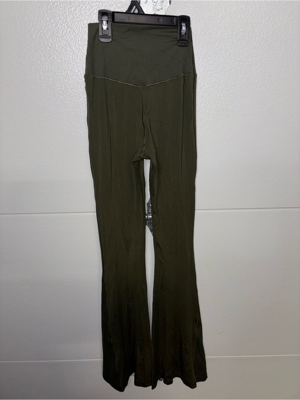 High-Rise Olive Green Flare Leggings